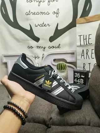 Adidas Superstar Black Silver Metallic Lifestyle Sneakers 5