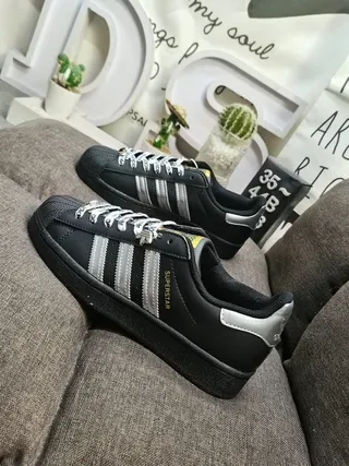 Adidas Superstar Black Silver Metallic Lifestyle Sneakers 7