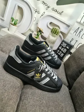 Adidas Superstar Black Silver Metallic Lifestyle Sneakers 9