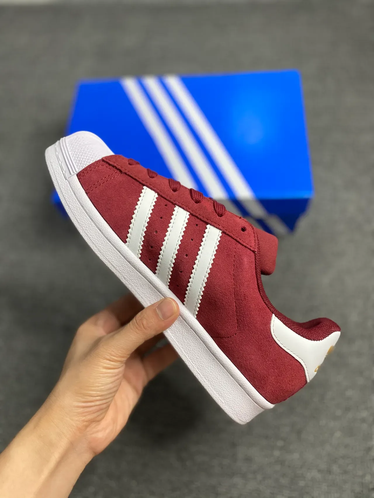 Adidas Superstar Burgundy Suede Lifestyle Sneakers 2