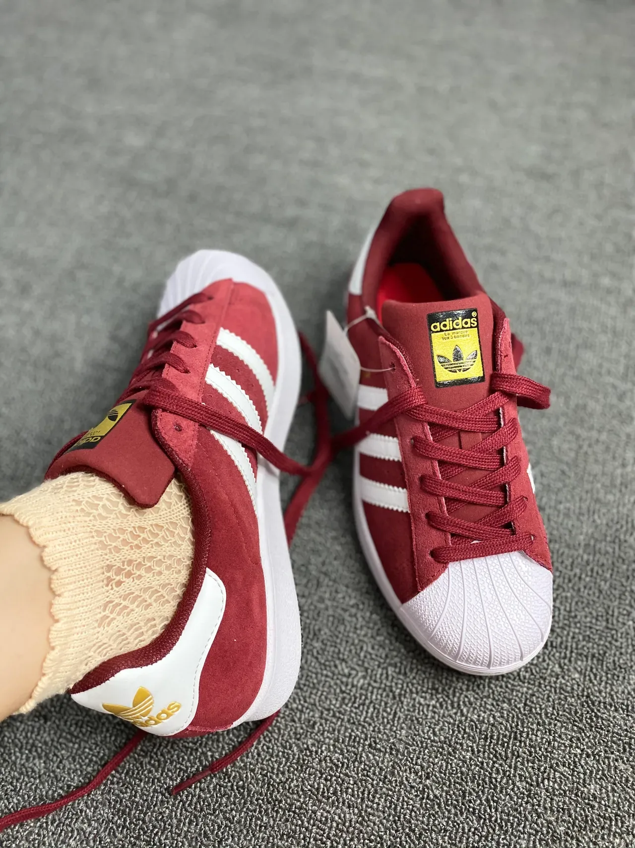 Adidas Superstar Burgundy Suede Lifestyle Sneakers 8