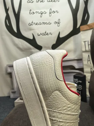 Adidas Superstar Croc-Embossed Off-White and Red Lifestyle Sneakers 3