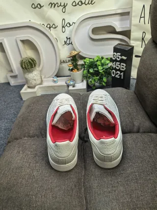 Adidas Superstar Croc-Embossed Off-White and Red Lifestyle Sneakers 8