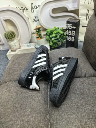 Adidas Superstar Glossy Black and White Lifestyle Sneakers 6