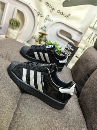 Adidas Superstar Glossy Black and White Lifestyle Sneakers 7