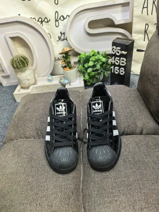 Adidas Superstar Glossy Black and White Lifestyle Sneakers 10