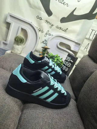 Adidas Superstar Gray and Blue Lifestyle Sneakers 9