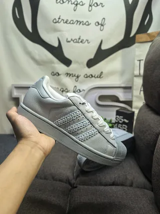 Adidas Superstar Gray and Blue Lifestyle Sneakers 15