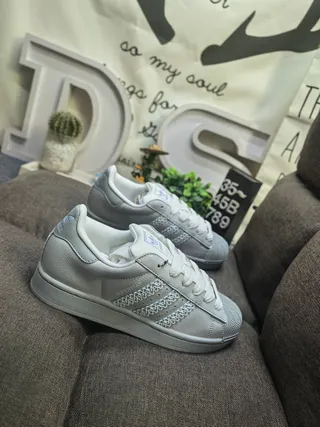 Adidas Superstar Gray and Blue Lifestyle Sneakers 19