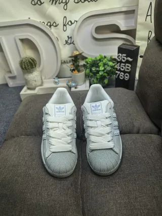 Adidas Superstar Gray and Blue Lifestyle Sneakers 20