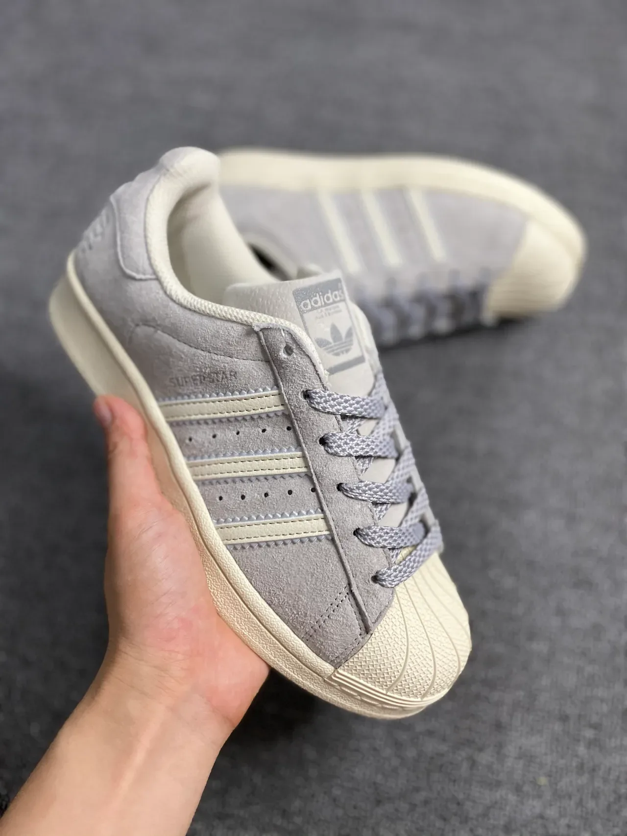 Adidas Superstar Gray Suede Off-White Lifestyle Sneakers 2