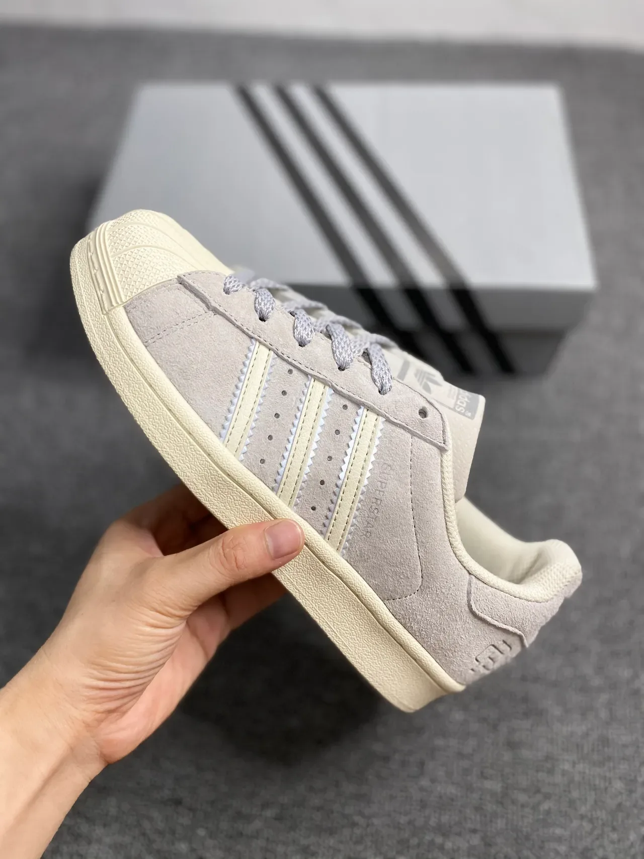 Adidas Superstar Gray Suede Off-White Lifestyle Sneakers 3