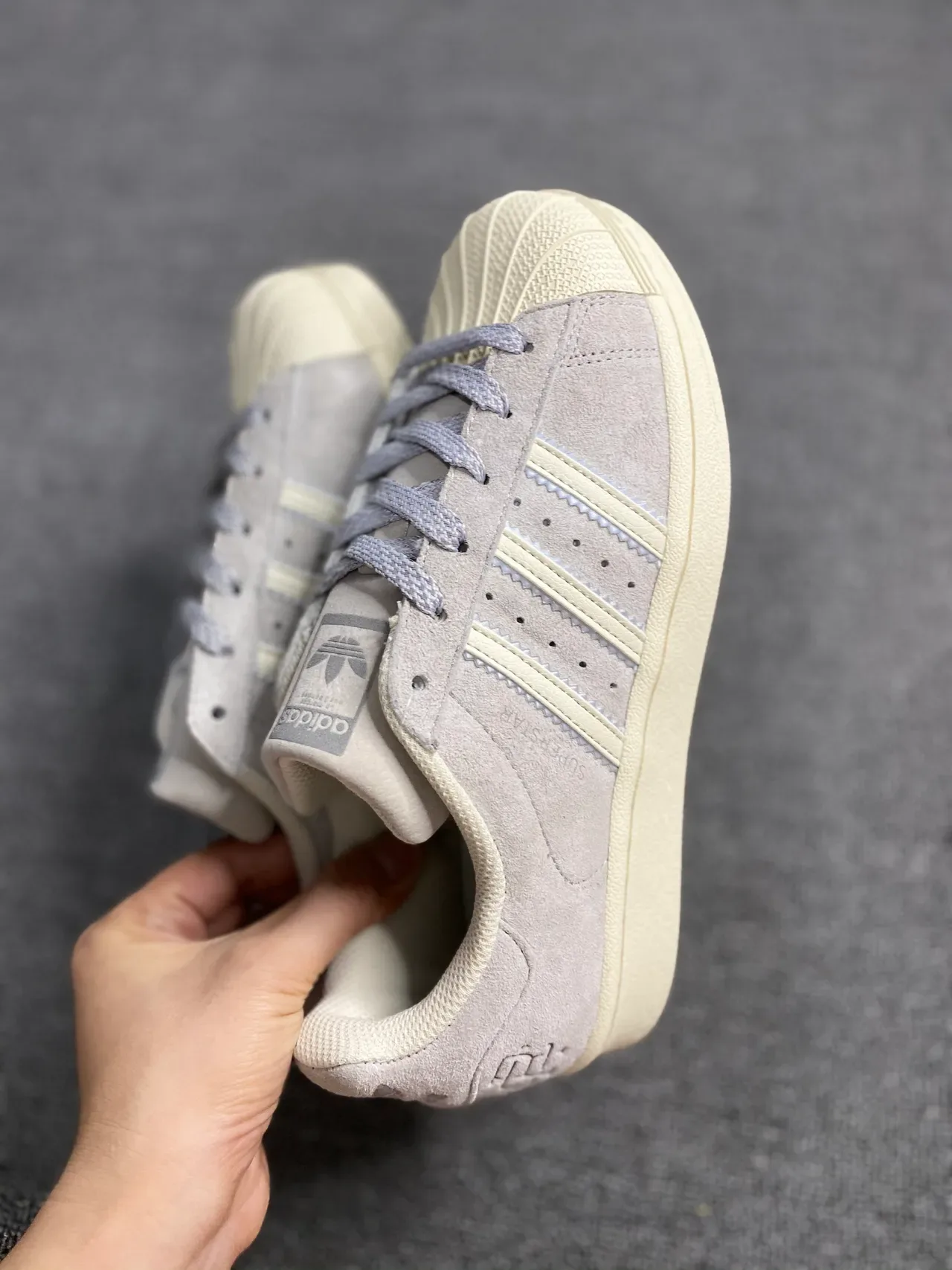 Adidas Superstar Gray Suede Off-White Lifestyle Sneakers 5