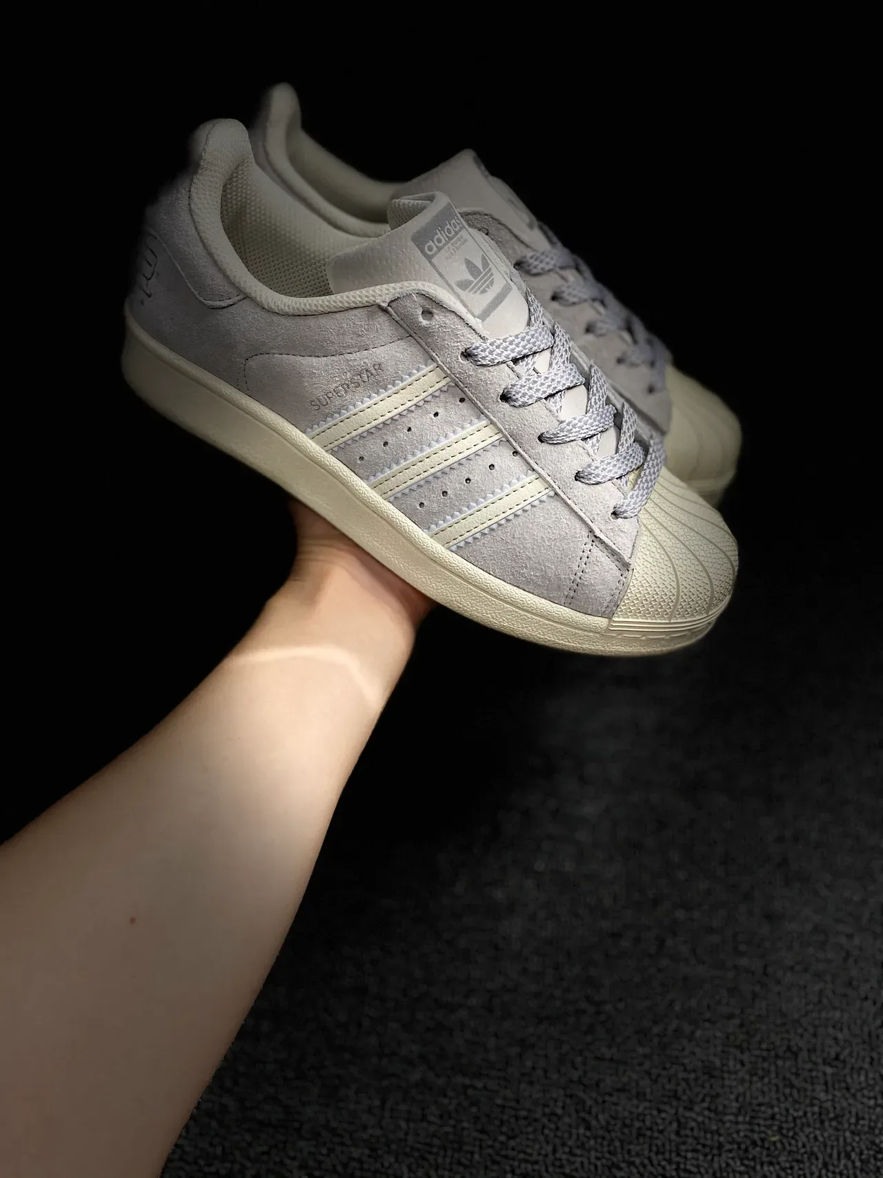 Adidas Superstar Gray Suede Off-White Lifestyle Sneakers 8