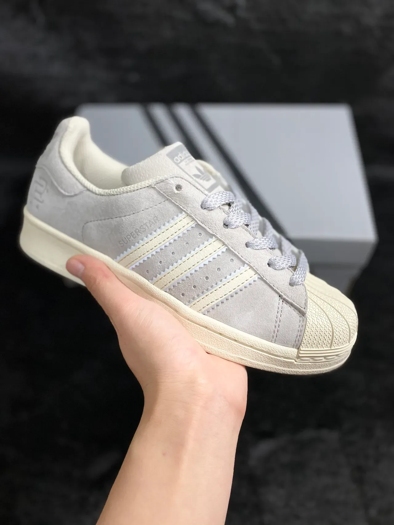 Adidas Superstar Gray Suede Off-White Lifestyle Sneakers 10