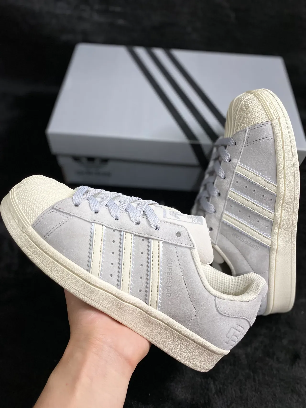 Adidas Superstar Gray Suede Off-White Lifestyle Sneakers 15