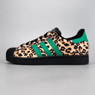 Adidas Superstar Leopard Print Green Stripes Lifestyle Sneakers