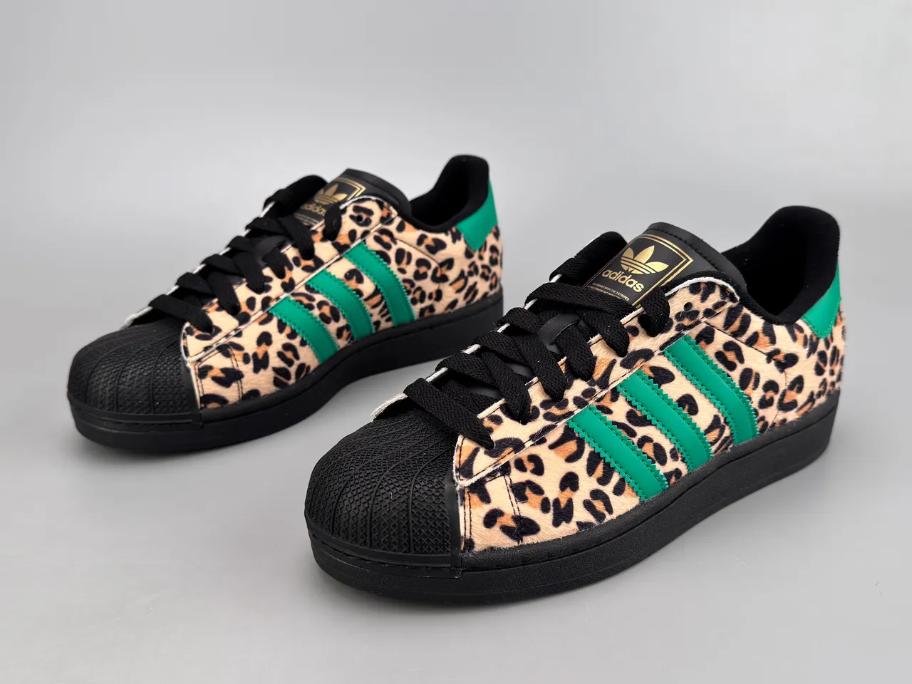 Adidas Superstar Leopard Print Green Stripes Lifestyle Sneakers 4
