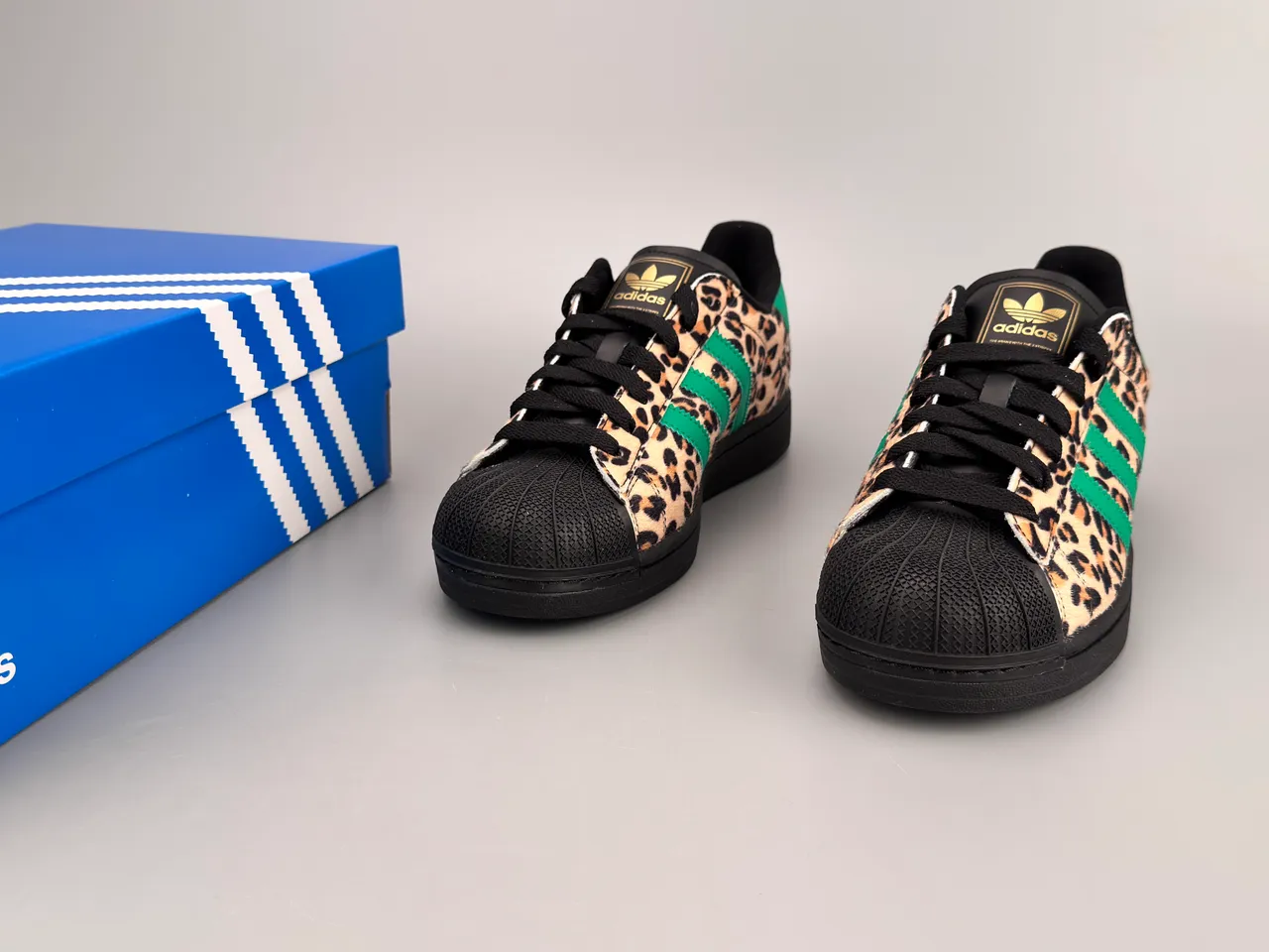 Adidas Superstar Leopard Print Green Stripes Lifestyle Sneakers 8