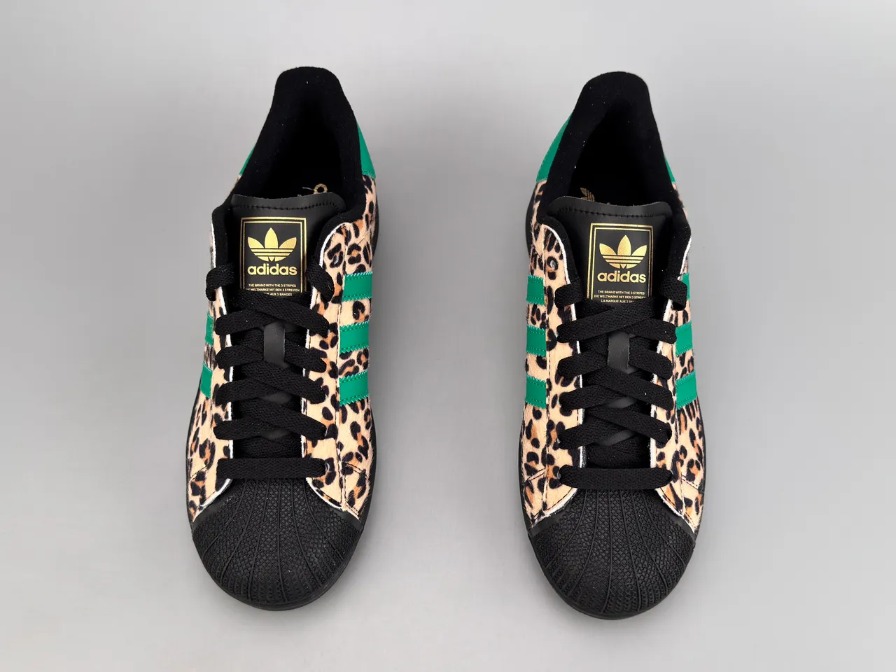 Adidas Superstar Leopard Print Green Stripes Lifestyle Sneakers 9