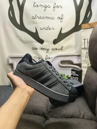 Adidas Superstar Light Gray and Dark Gray Lifestyle Sneakers 5