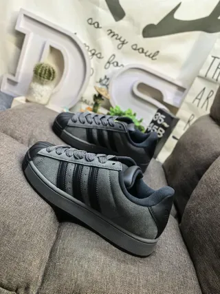 Adidas Superstar Light Gray and Dark Gray Lifestyle Sneakers 7