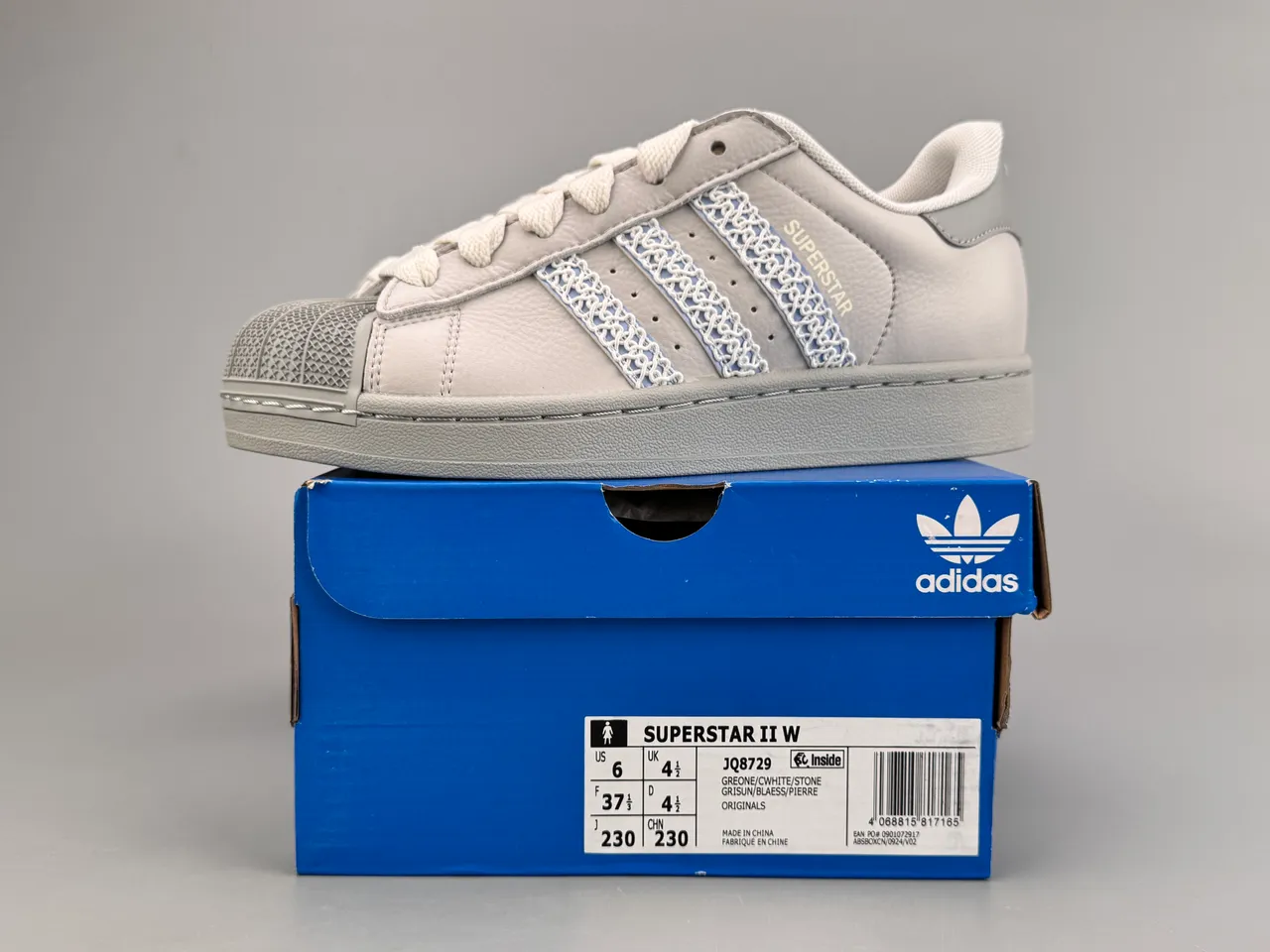 Adidas Superstar Light Gray Embroidered Three Stripes Lifestyle Sneakers 4