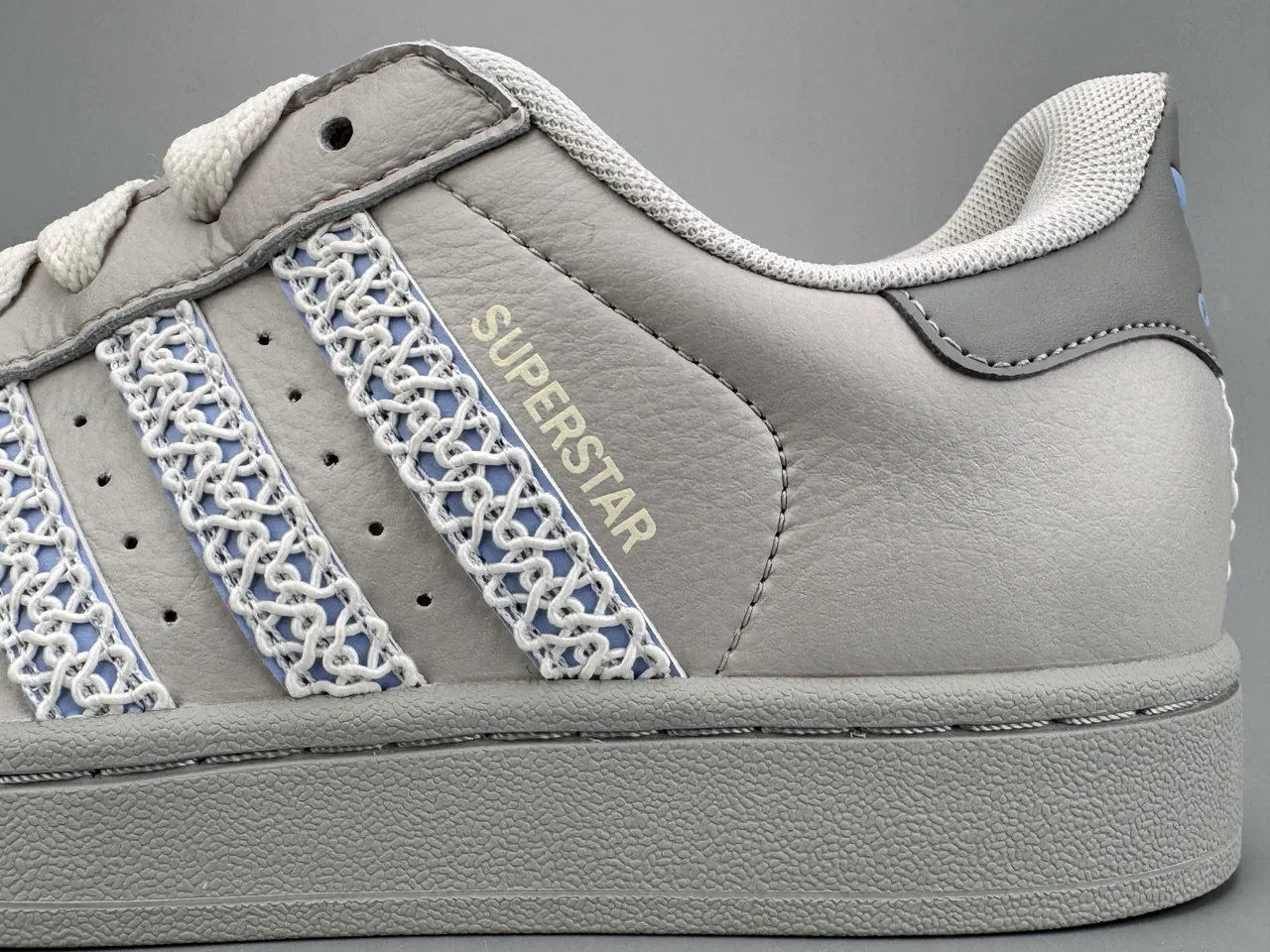 Adidas Superstar Light Gray Embroidered Three Stripes Lifestyle Sneakers 5