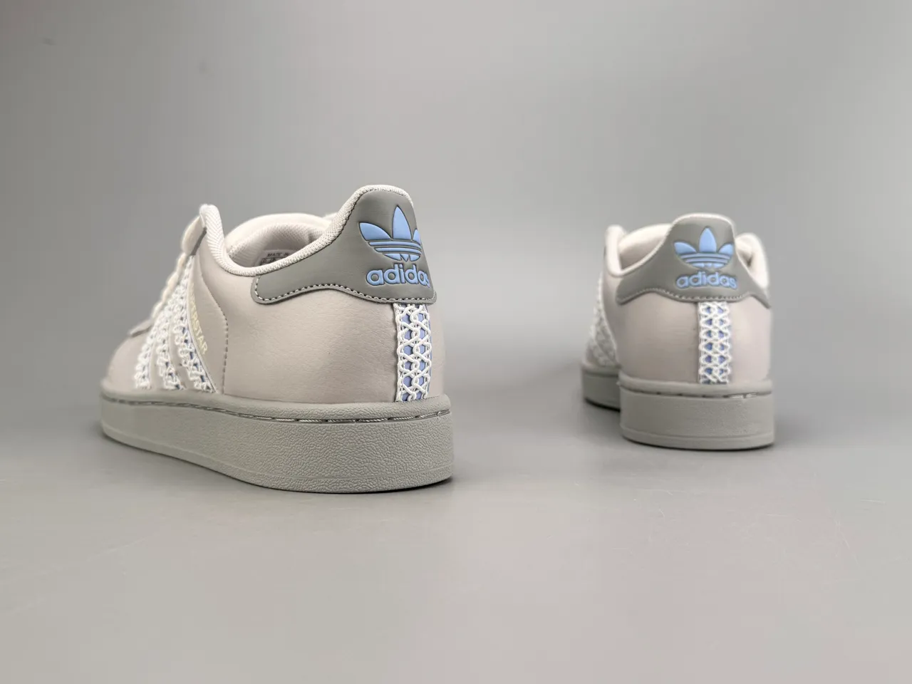 Adidas Superstar Light Gray Embroidered Three Stripes Lifestyle Sneakers 8