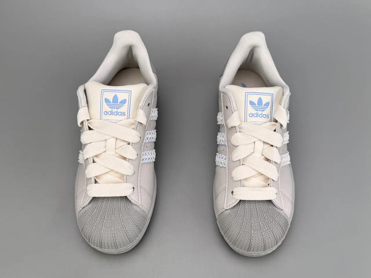 Adidas Superstar Light Gray Embroidered Three Stripes Lifestyle Sneakers 9