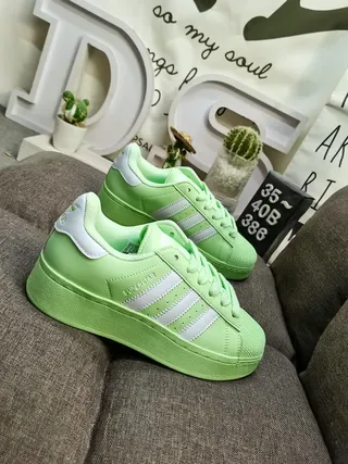 Adidas Superstar Neon Lime Green Lifestyle Sneakers 9