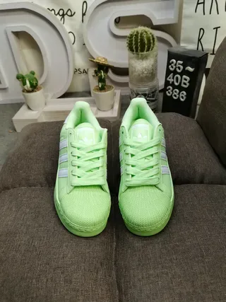 Adidas Superstar Neon Lime Green Lifestyle Sneakers 10