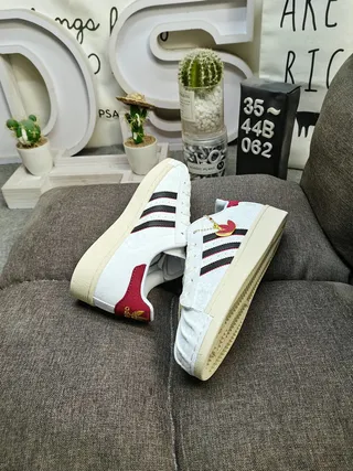 Adidas Superstar Off-White and Red Lifestyle Sneakers 6