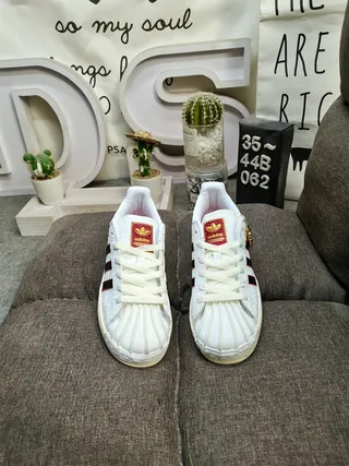 Adidas Superstar Off-White and Red Lifestyle Sneakers 10