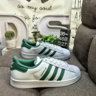 Adidas Superstar White and Green Lifestyle Sneakers
