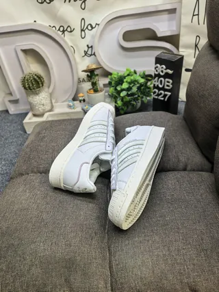 Adidas Superstar White and Green Lifestyle Sneakers 16