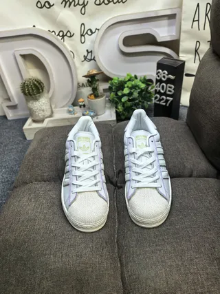 Adidas Superstar White and Green Lifestyle Sneakers 20