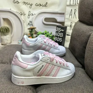 Adidas Superstar White and Pink Lifestyle Sneakers