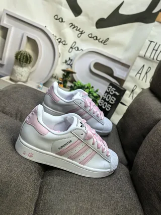Adidas Superstar White and Pink Lifestyle Sneakers 9