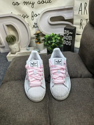 Adidas Superstar White and Pink Lifestyle Sneakers 10