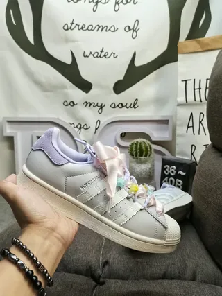 Adidas Superstar White and Pink Lifestyle Sneakers 5
