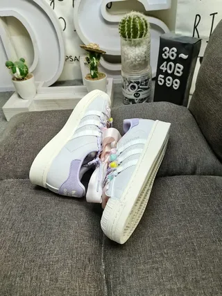 Adidas Superstar White and Pink Lifestyle Sneakers 6