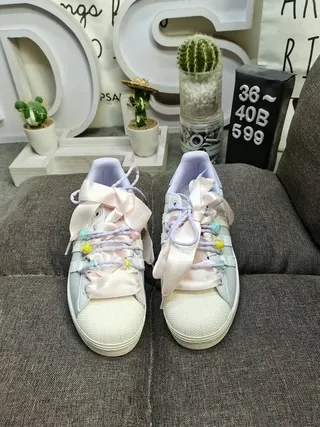 Adidas Superstar White and Pink Lifestyle Sneakers 10