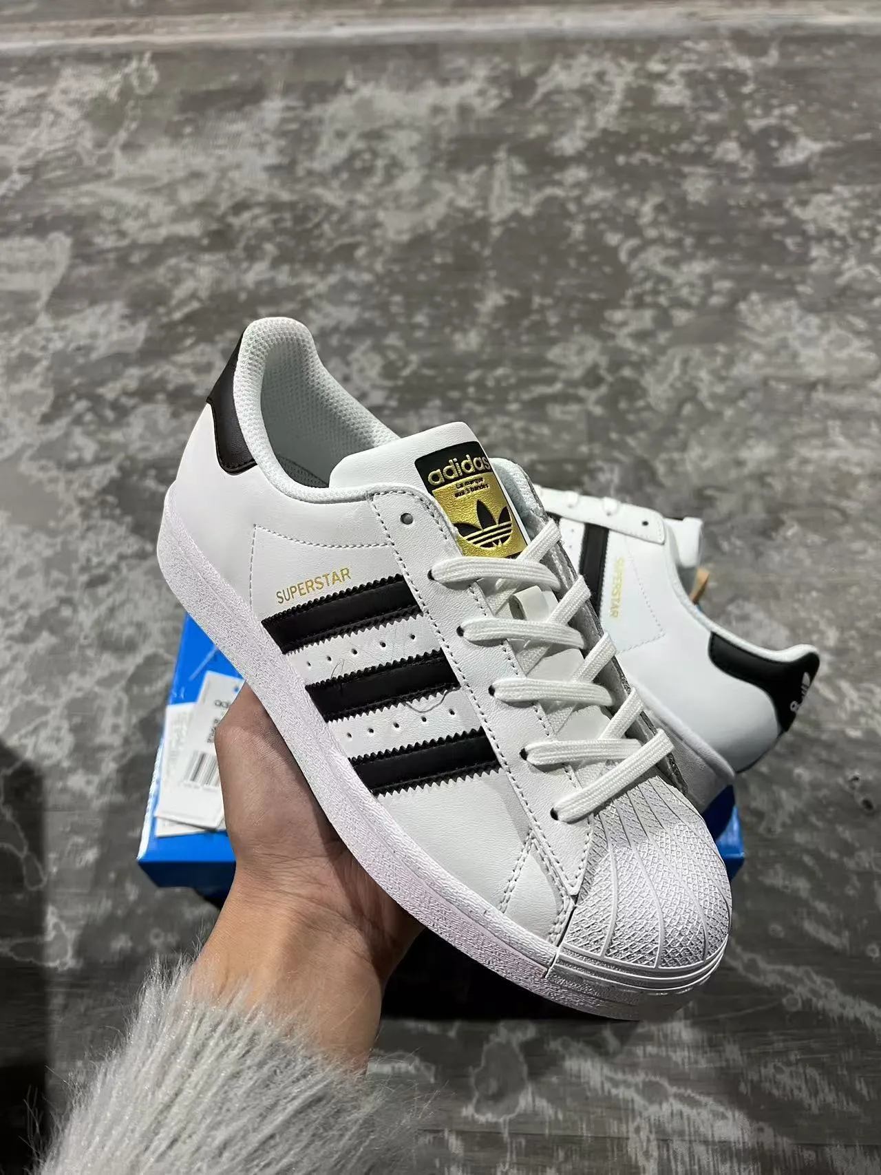Adidas Superstar White Black Gold Lifestyle Sneakers 2