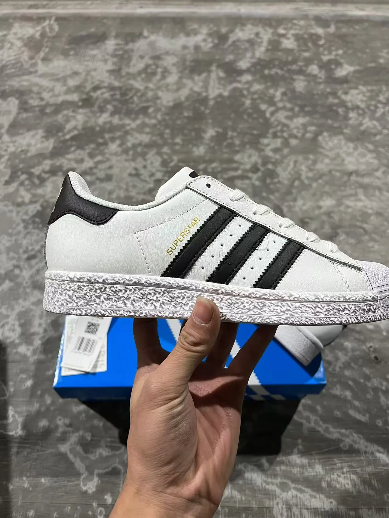 Adidas Superstar White Black Gold Lifestyle Sneakers 7