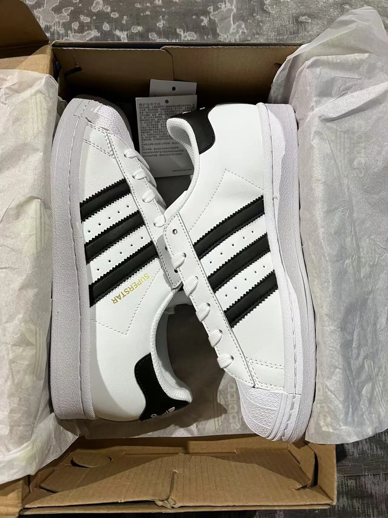 Adidas Superstar White Black Gold Lifestyle Sneakers 9