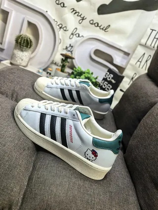Adidas Superstar White Blue Shell-Toe Three-Stripe Side Lifestyle Sneakers 7