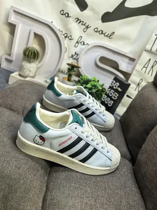 Adidas Superstar White Blue Shell-Toe Three-Stripe Side Lifestyle Sneakers 9
