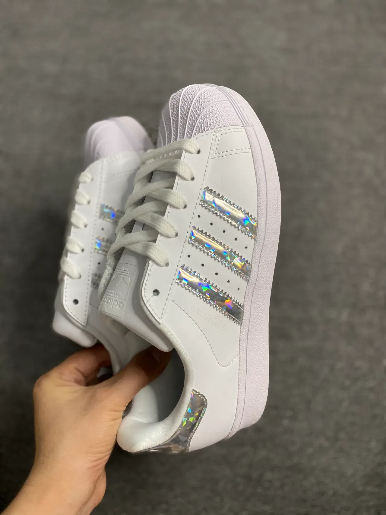 Adidas Superstar White Holographic Stripe Lifestyle Sneakers 4