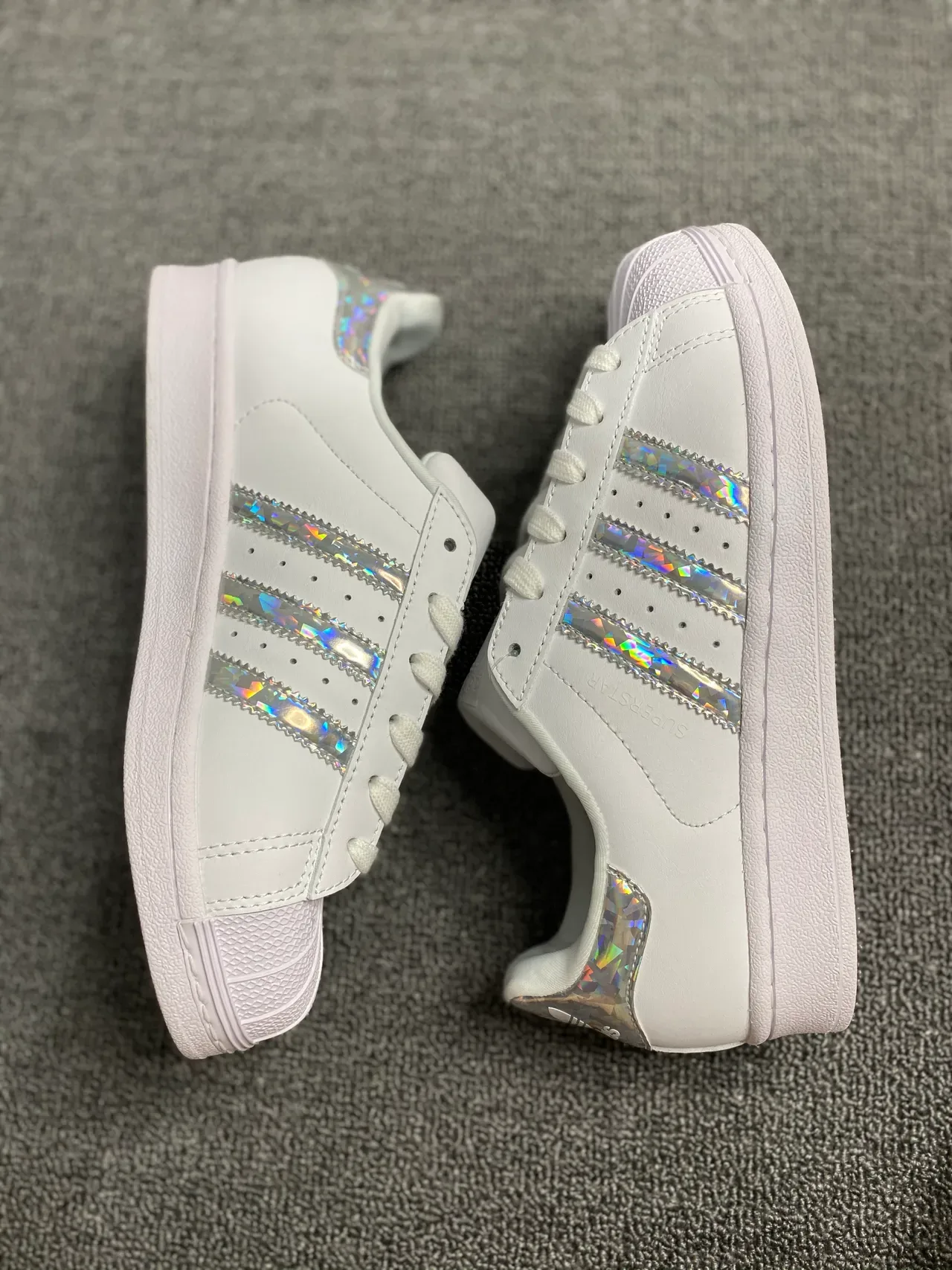 Adidas Superstar White Holographic Stripe Lifestyle Sneakers 9